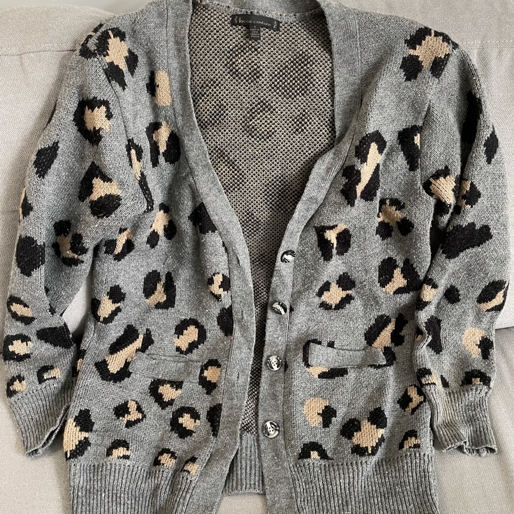 Urban Outfitters grey leopard cardigan Size S